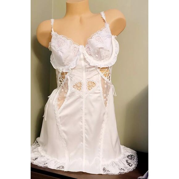 For Love & Lemons Heart Window Slip Dress White - M - Picture 7 of 8